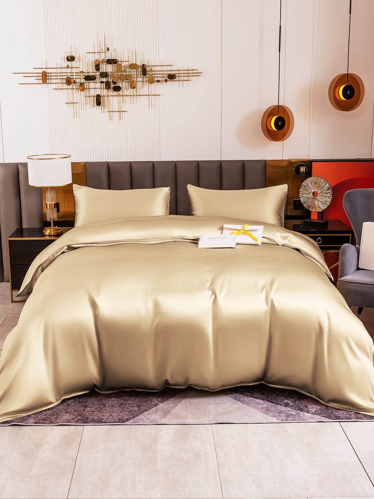 [Beige] SilkSilky-NO 19Momme Bedding Set 002