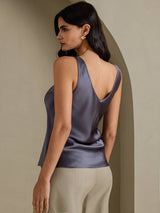 [Mørkegrå] SilkSilky-NO Sleeveless V Neck Camisole Topp 002