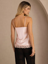 [Rosa] SilkSilky-NO V Neck Camisole Topp 002