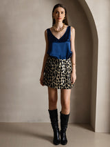 [Mørke blå] SilkSilky-NO Sleeveless V Neck Camisole Topp 007