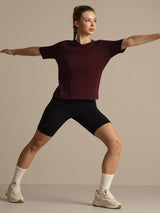 [Windsorvin] SilkSilky-NO Halv erme Tett Crew Neck T-skjorte for Kvinner 007