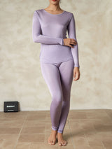 [Lilla] SilkSilky-NO Long Sleeve Round Neck Dame Langt Undertøy 001