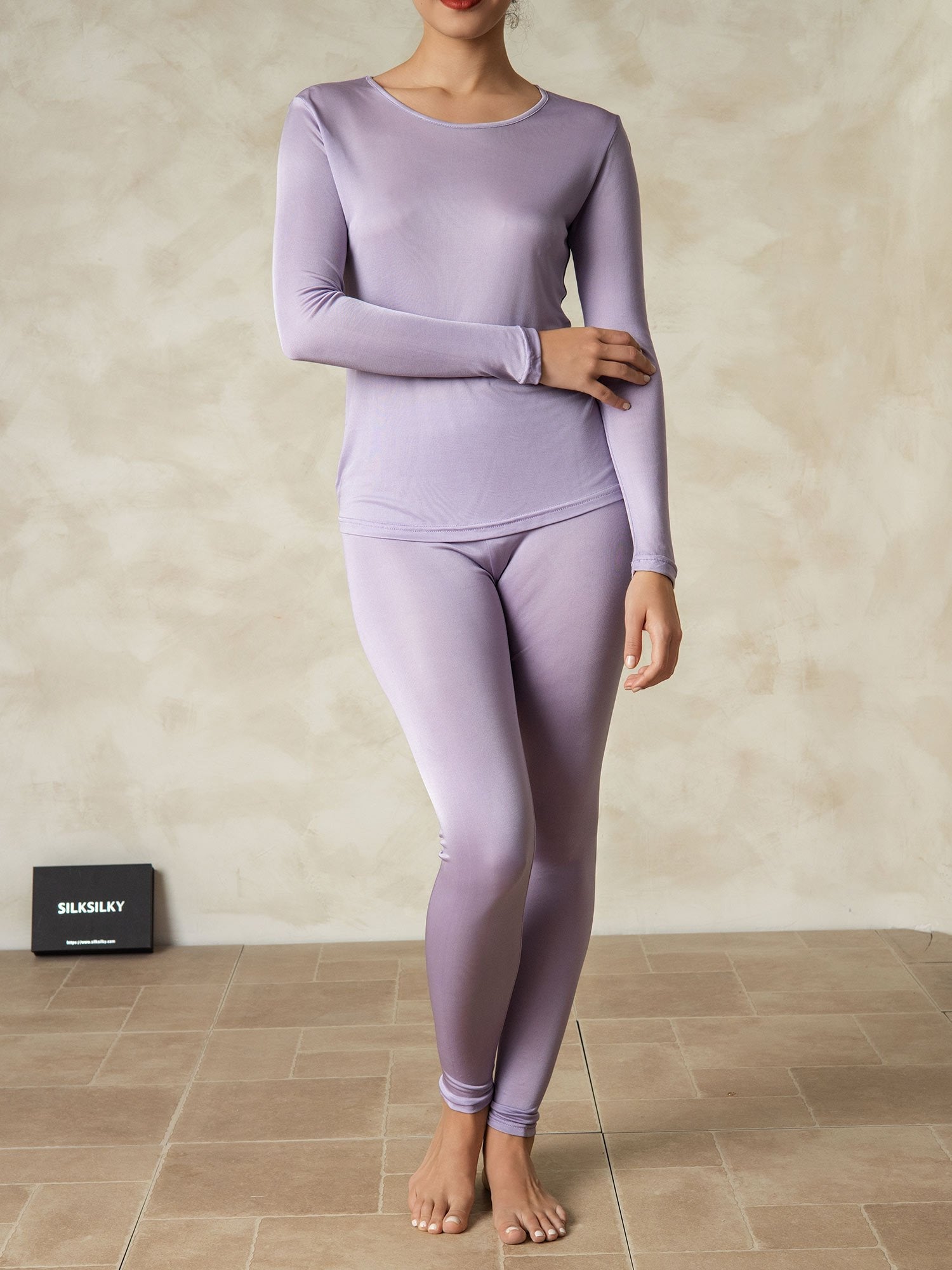 [Lilla] SilkSilky-NO Long Sleeve Round Neck Dame Langt Undertøy 001