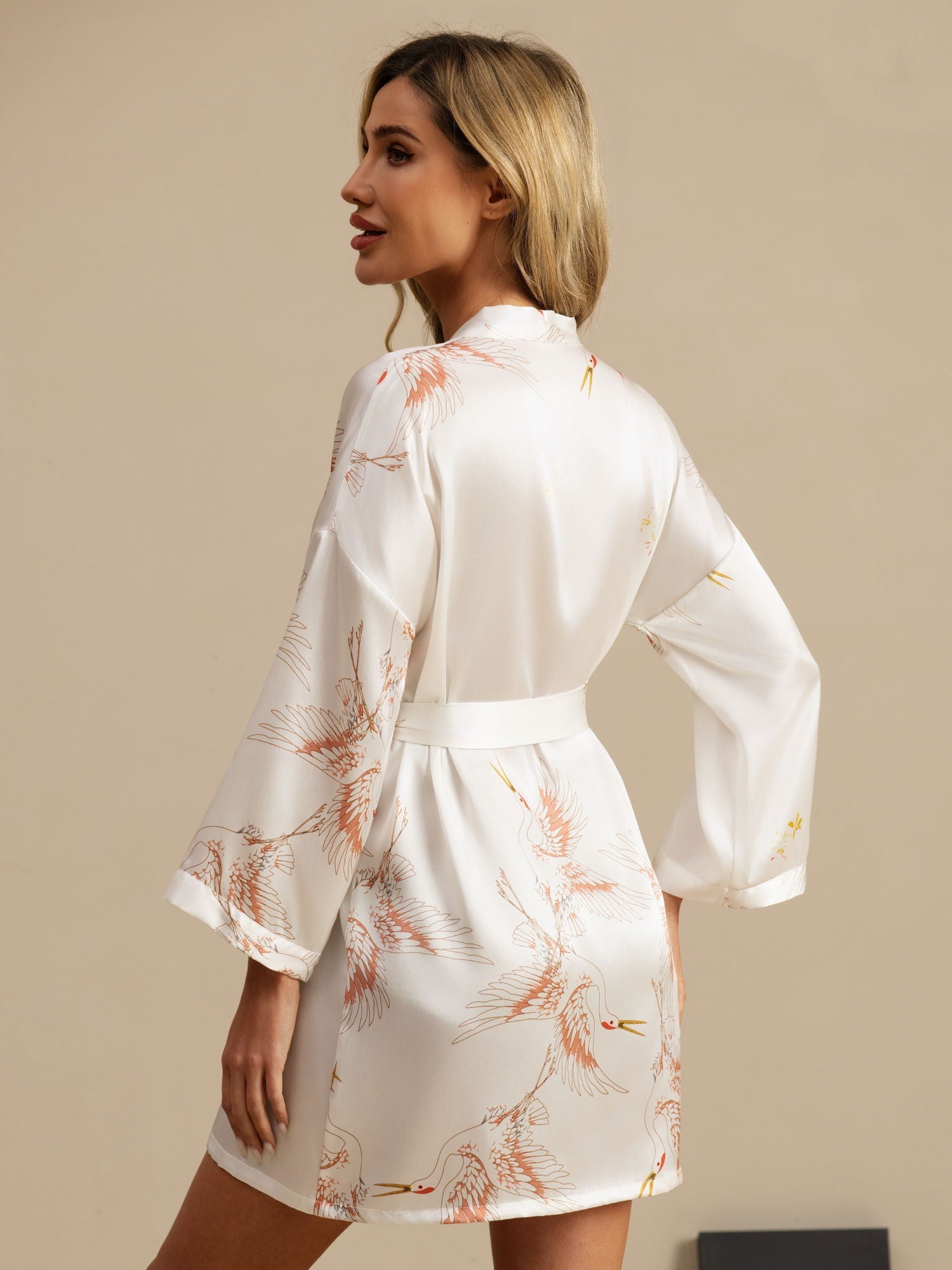 [Hvit] SilkSilky-NO Morgenkåpe for Kvinner 002