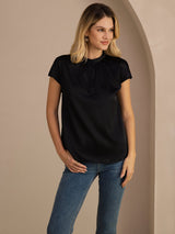 [Svart] SilkSilky-NO Short Sleeve Blouse 003