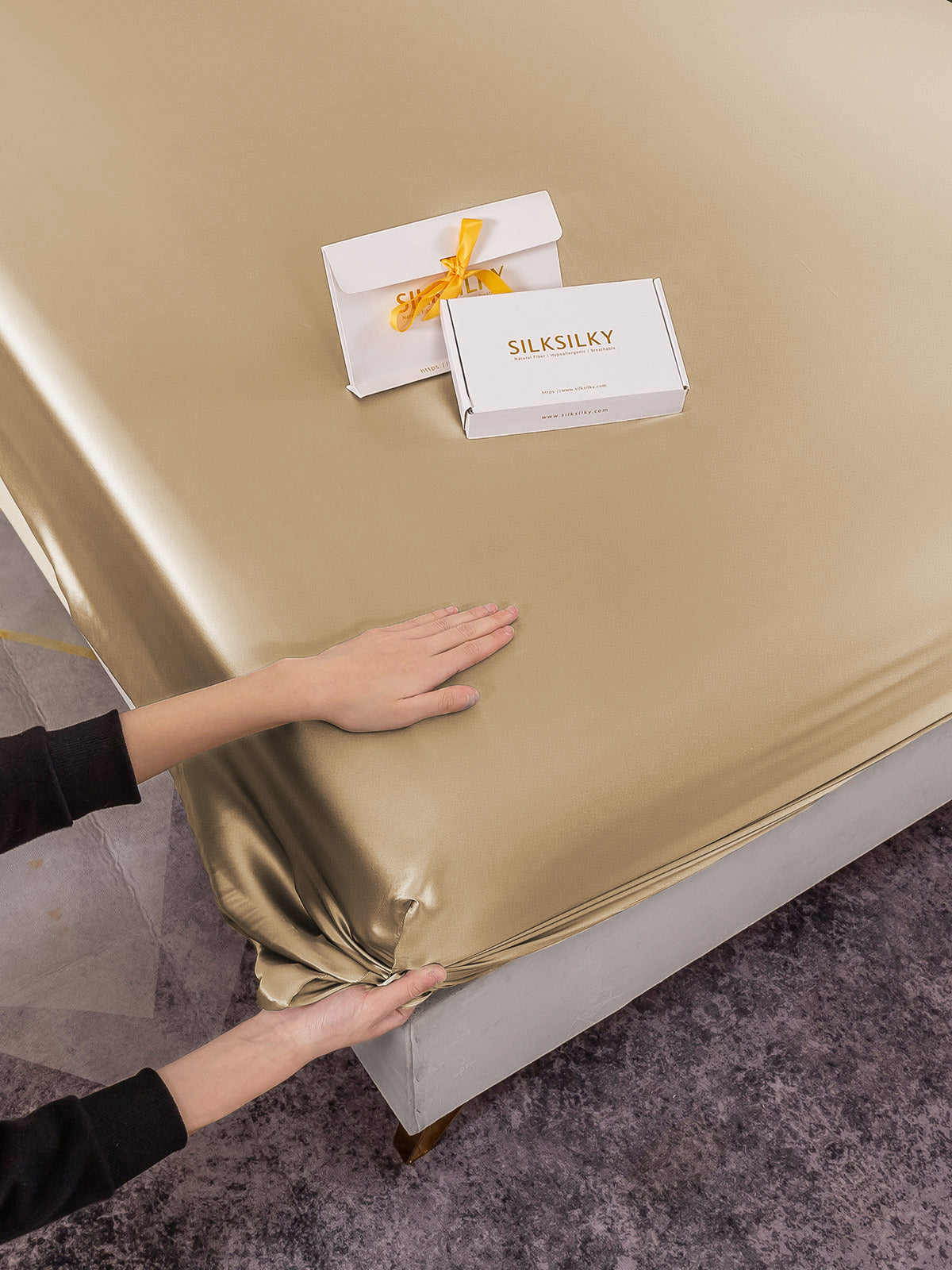 [Beige] SilkSilky-NO 22Momme Sheet 007