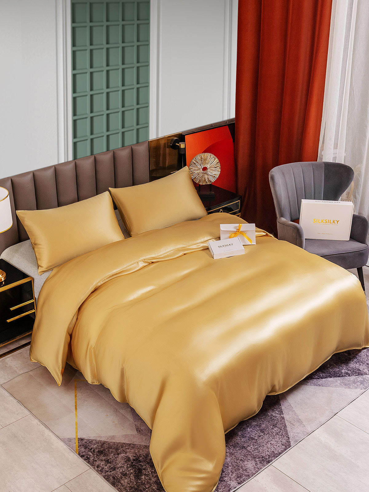 [Champagne] SilkSilky-NO 25Momme Bedding Set 004
