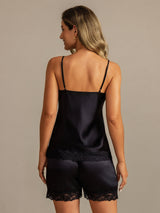 [Svart] SilkSilky-NO Spaghetti Strap V Neck Camisole sett 002