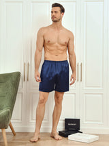 [Mørke blå] SilkSilky-NO Men's Sleep Shorts 005