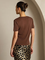 [Kaffe] SilkSilky-NO Short Sleeve V Neck T-skjorte for Kvinner 002