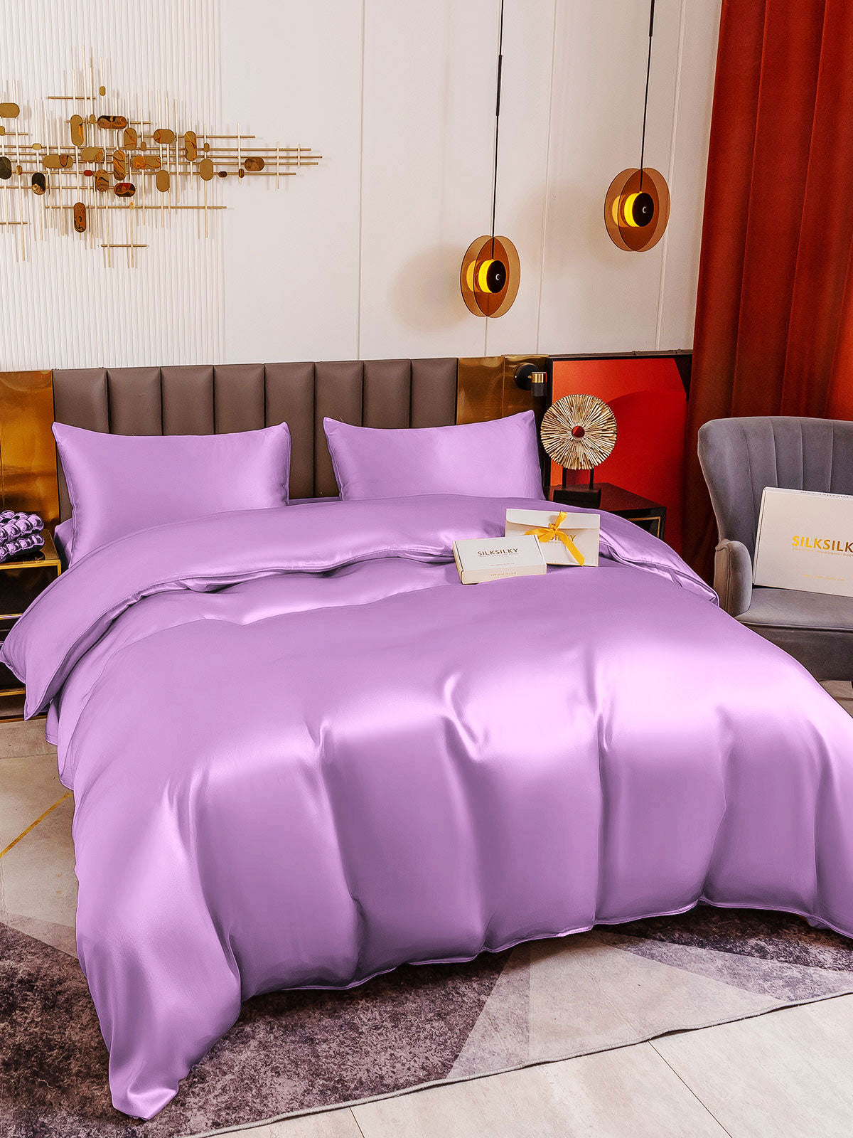 [Lavendel] SilkSilky-NO 19Momme Bedding Set 001