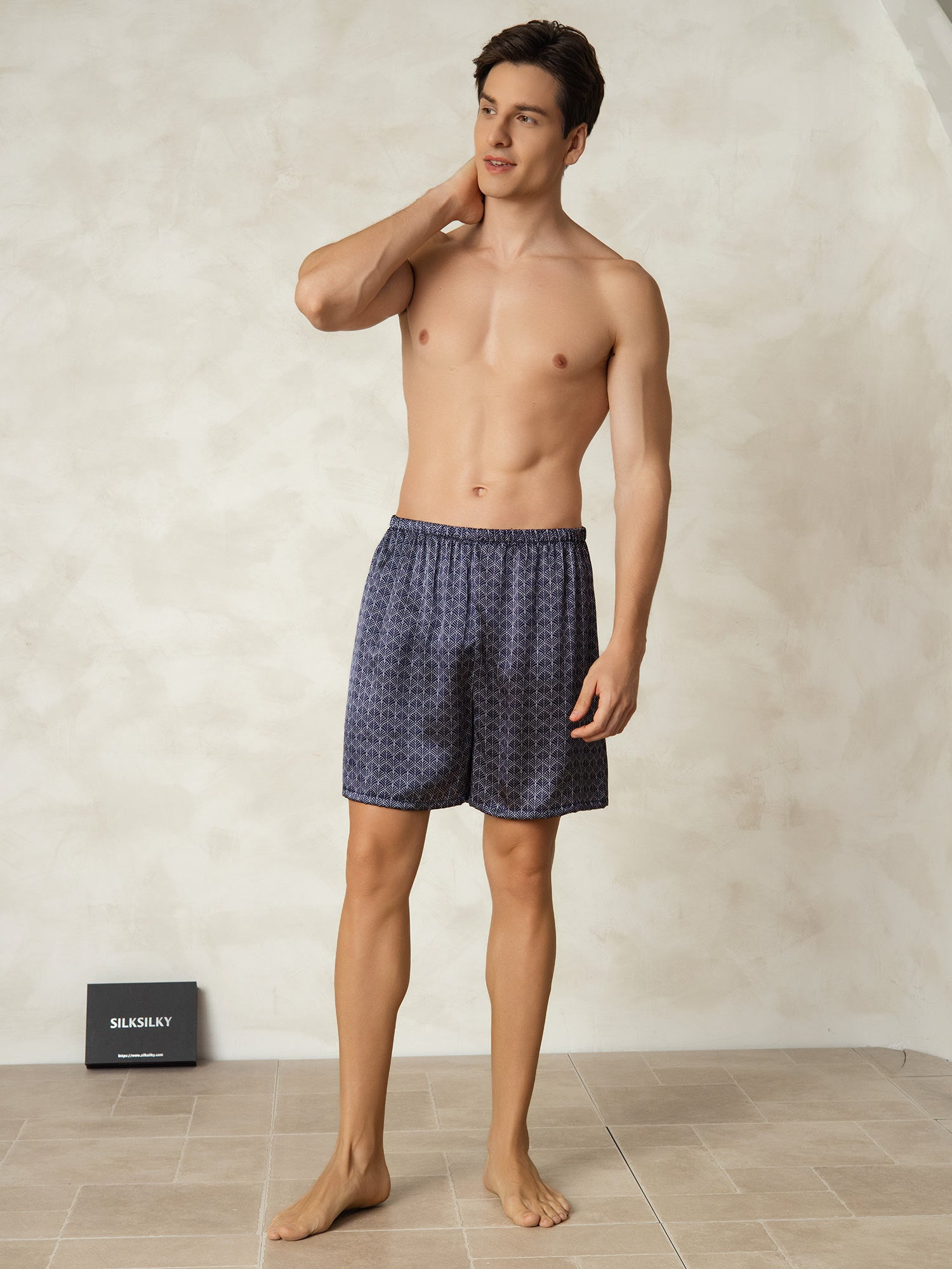 [Marine Ginkgo] SilkSilky-NO 19Momme Mens Sleep Bottoms 006