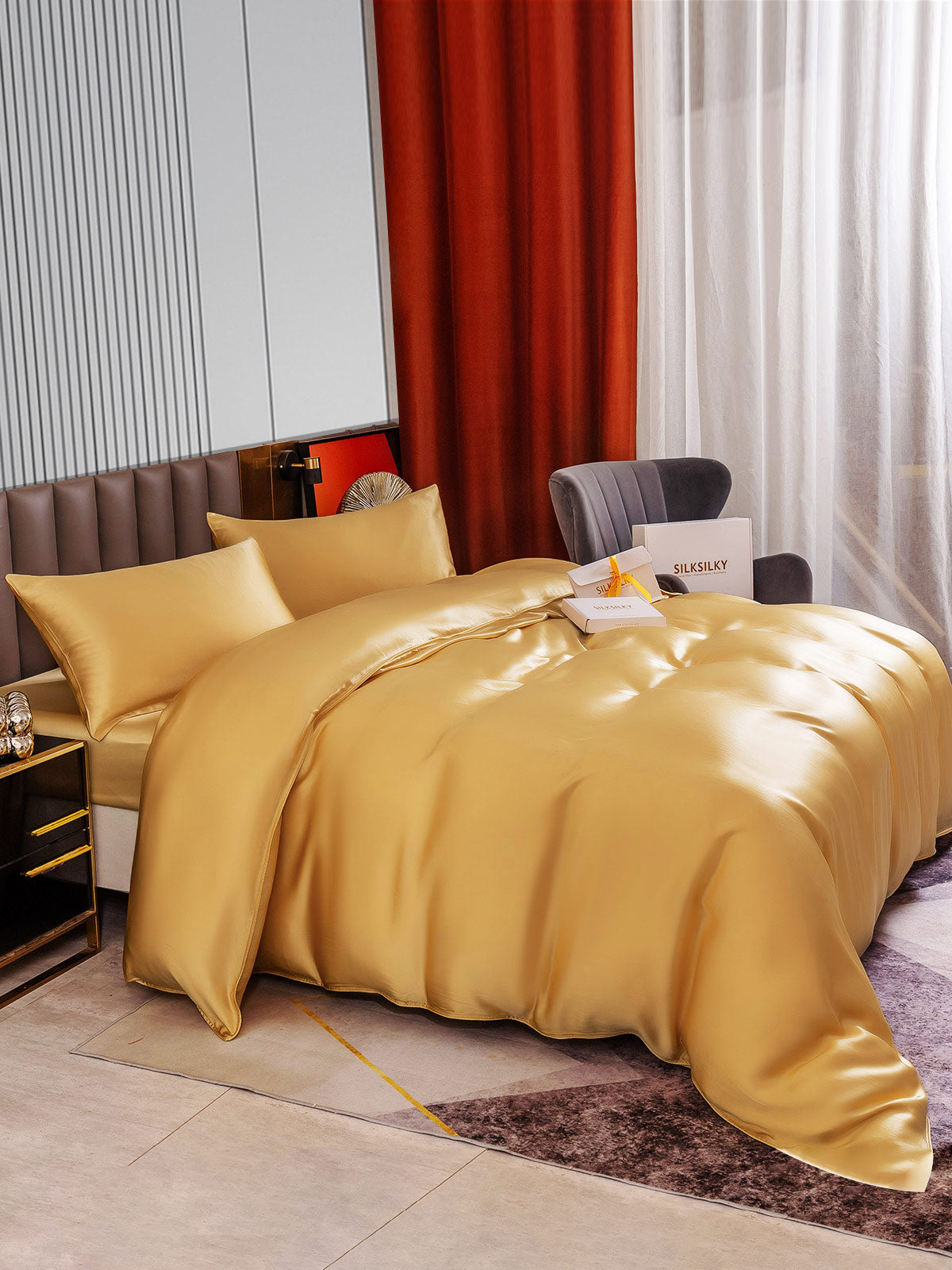 [Champagne] SilkSilky-NO 22Momme Bedding Set 005