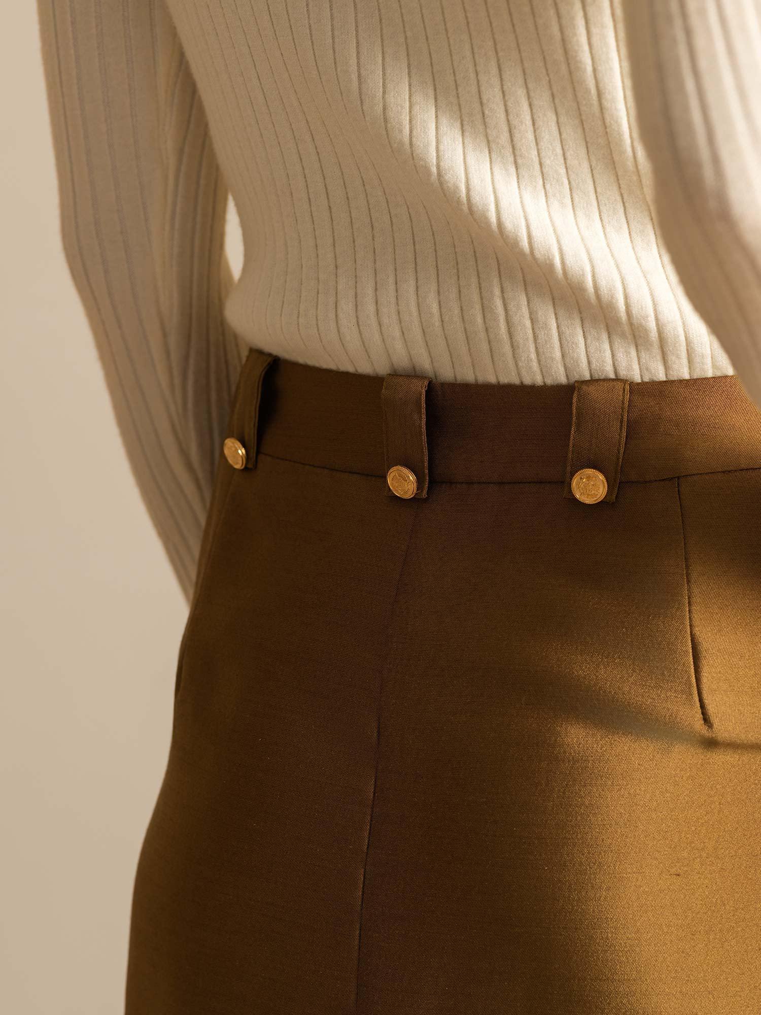 [Bronse] SilkSilky-NO 32Momme Silk-Wool Blend Skirt 005,