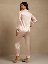 [Rosa] SilkSilky-NO Long Sleeve Lapel Collar Pyjamas for Kvinner 002