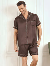 [Kaffe] SilkSilky-NO Short Sleeve Lapel Collar Pyjamas for menn 001