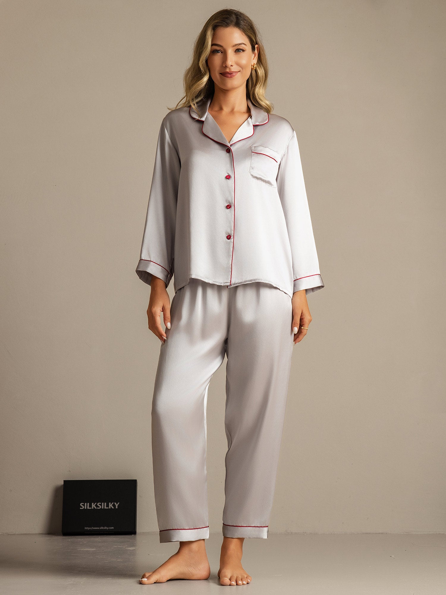 [Sølv] SilkSilky-NO Womens Pajamas 001