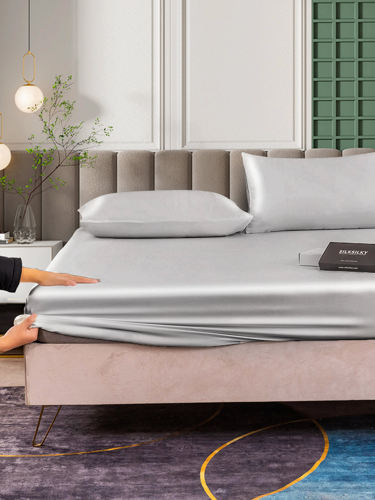 [Sølv] SilkSilky-NO 25Momme Bedding Set 006