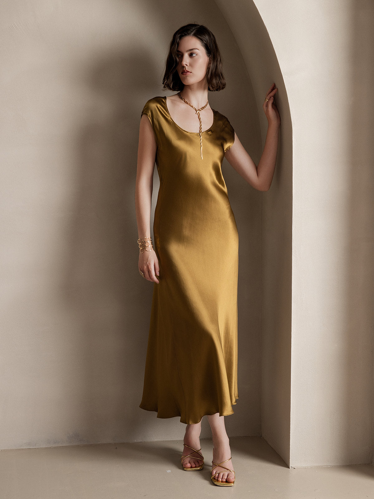 [Brun] SilkSilky-NO 19Momme Silke Dress 006