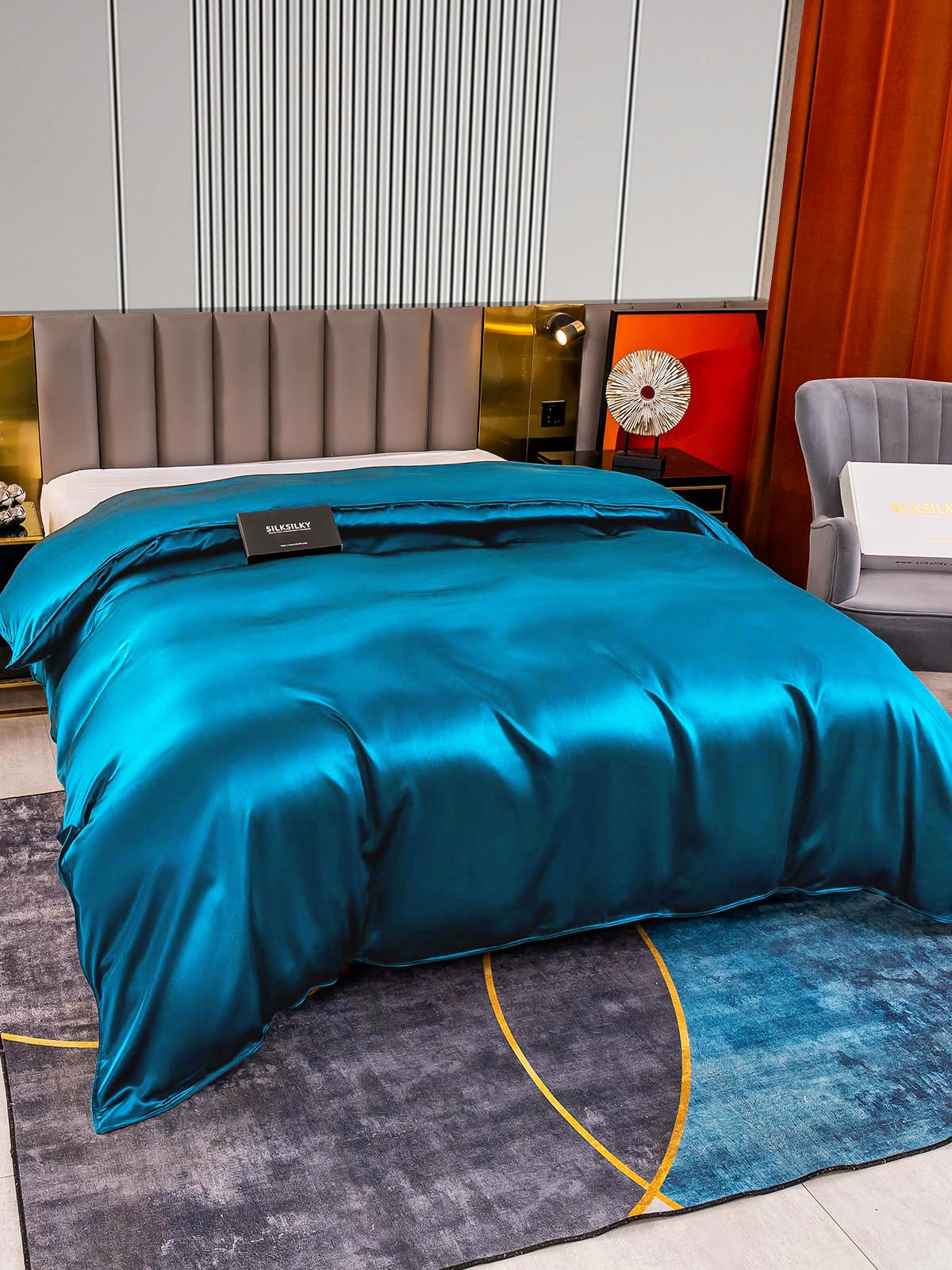 [Blågrønn] SilkSilky-NO 22Momme Duvet Cover 002