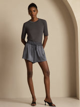 [Mørkegrå] SilkSilky-NO 19Momme Shorts for Kvinner 008