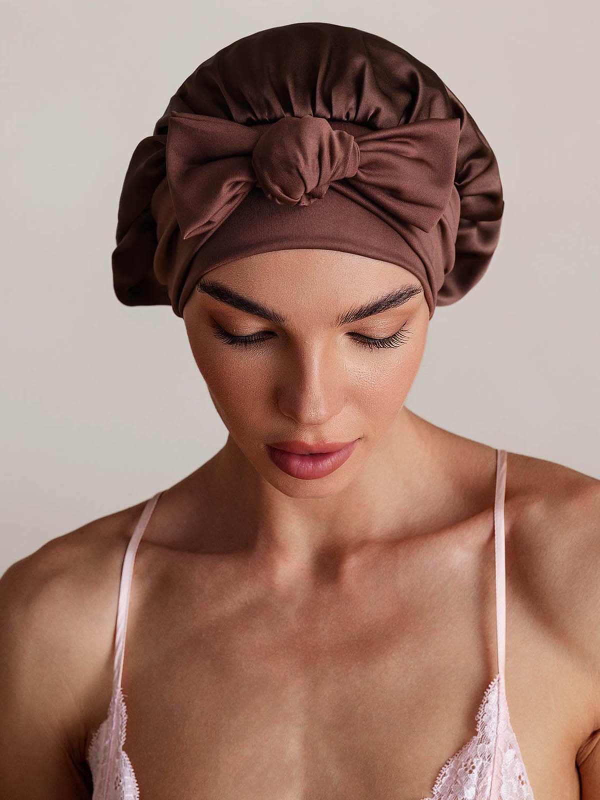 SilkSilky-NO Silke Sleep Cap Kaffe 006