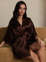 [Kaffe] SilkSilky-NO 3/4 Sleeve Morgenkåpe for Kvinner 006