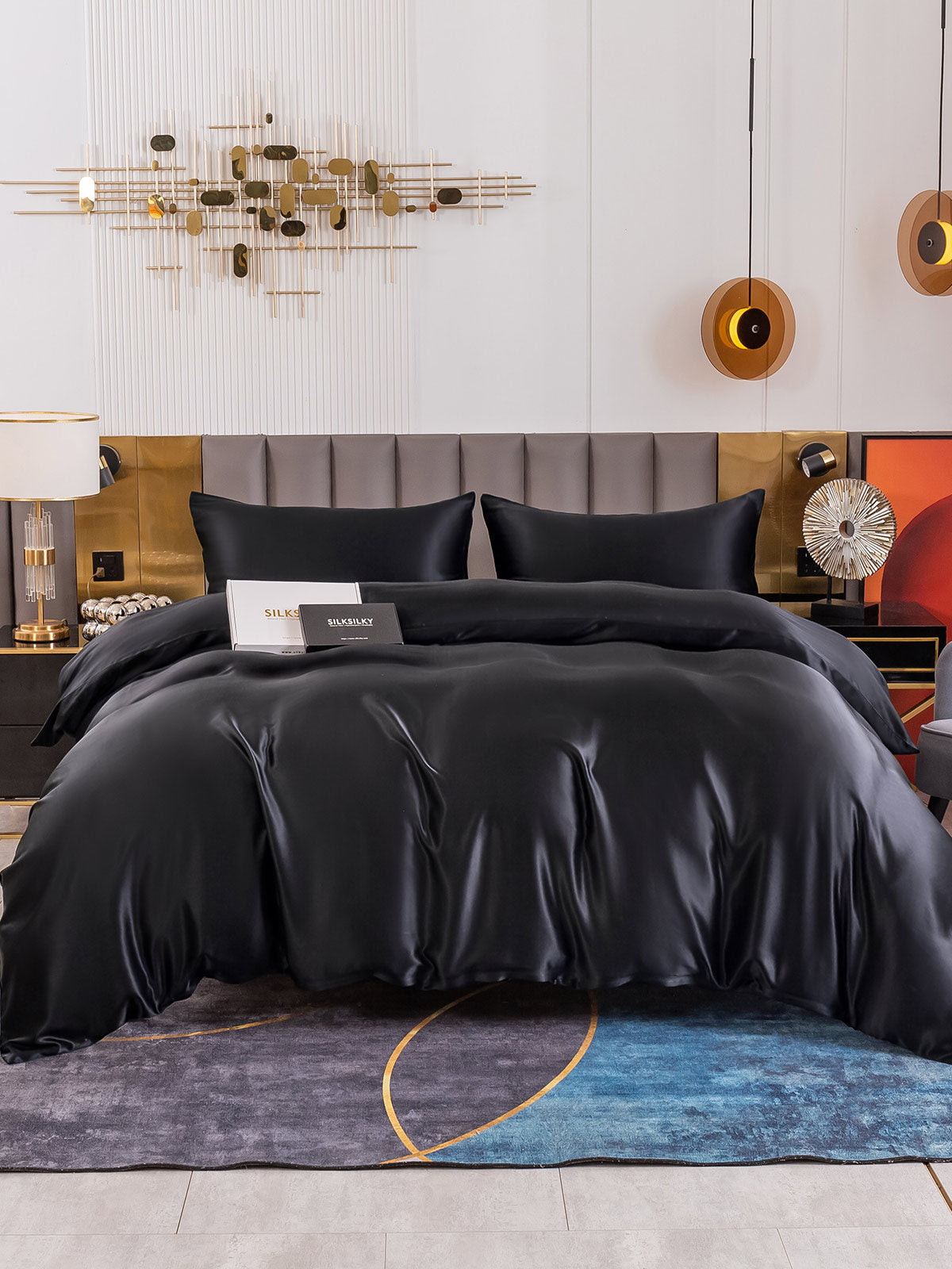 [Svart] SilkSilky-NO 19Momme Bedding Set 002