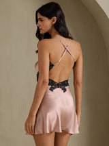 [Toscana] SilkSilky-NO Spaghetti Strap V Neck Nattkjole 002
