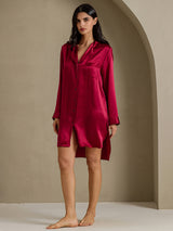 [Vin] SilkSilky-NO Long Sleeve Lapel Collar Soveskjorte 008