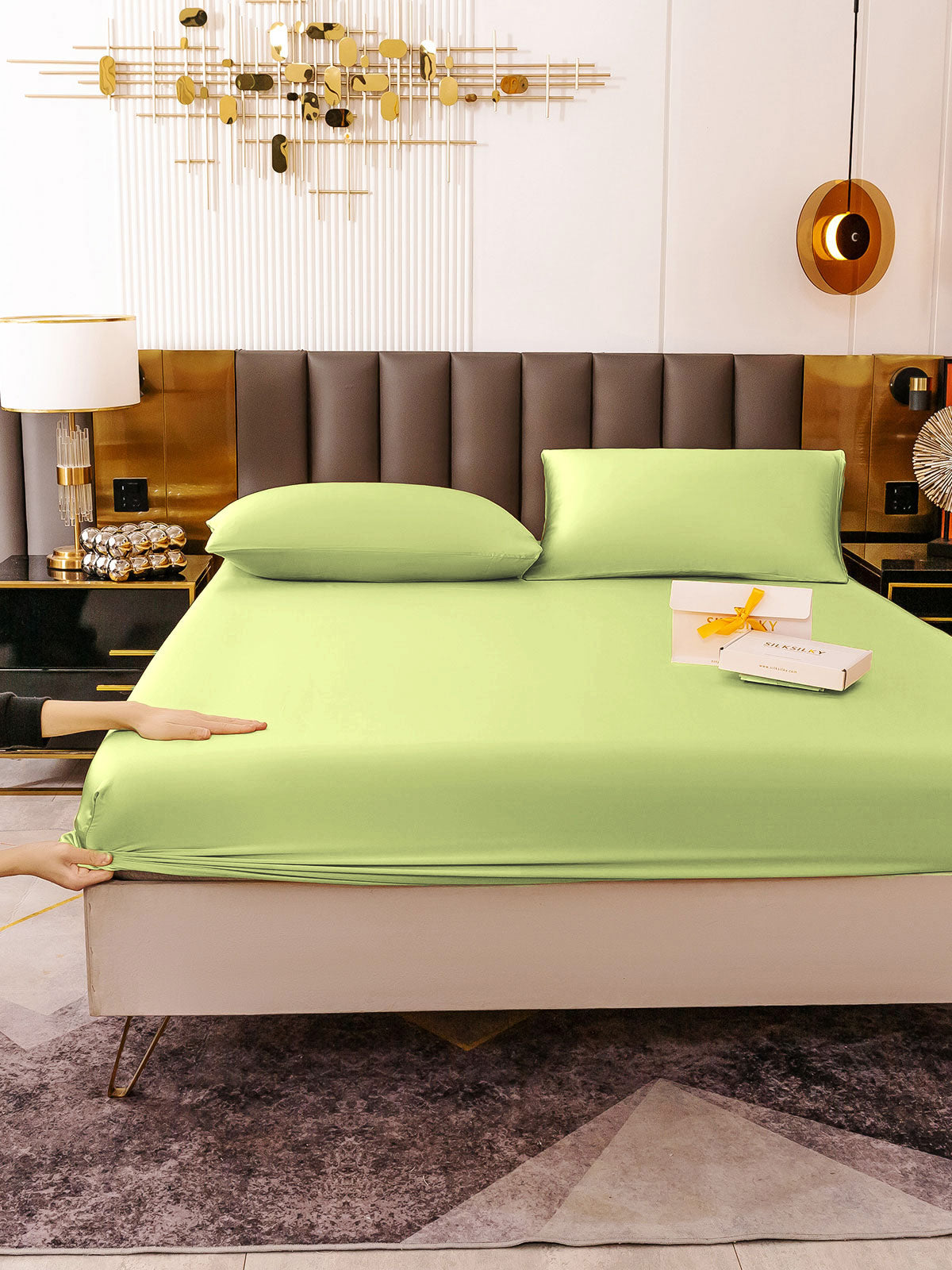 [Mintgrønn] SilkSilky-NO 19Momme Bedding Set 006