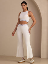 [Hvit] SilkSilky-NO Sleeveless Crew Neck Women's Outfit Sets 001
