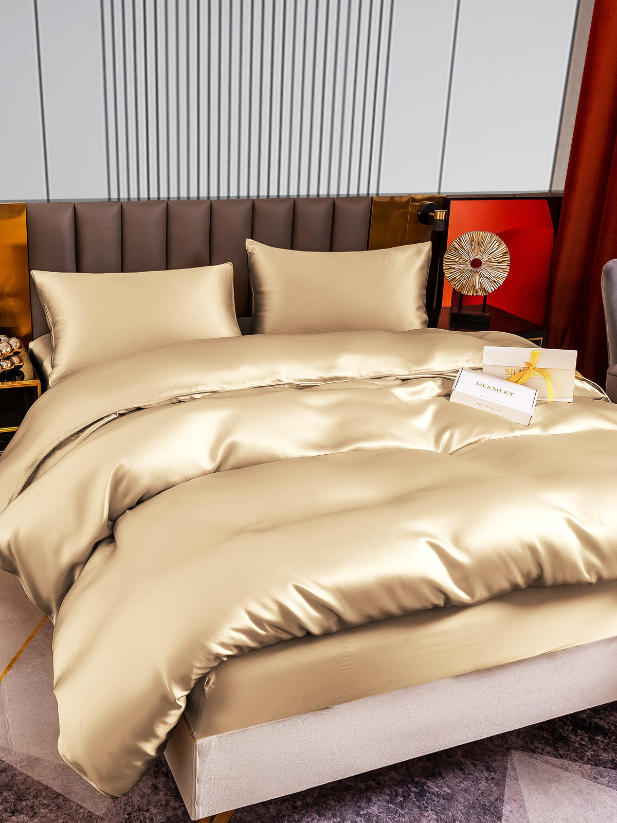 [Beige] SilkSilky-NO 22Momme Bedding Set 005
