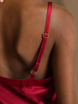 [Vin] SilkSilky-NO Spaghetti Strap V Neck Kjole 005