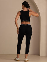 [Svart] SilkSilky-NO Sleeveless Crew Neck Women's Outfit Sets 002