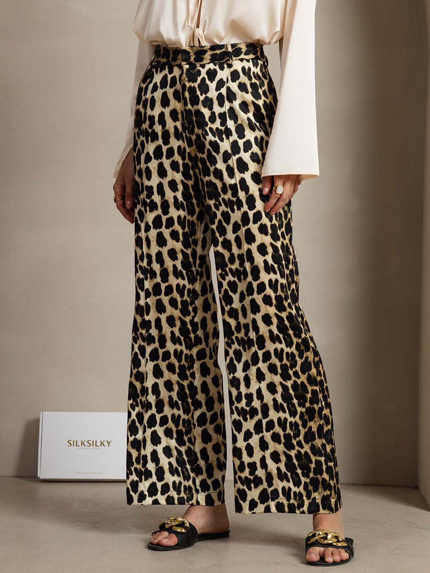 [Leopard] SilkSilky-NO 19Momme Silke Womens Pants 003