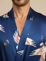 [Mørke blå] SilkSilky-NO 19Momme Mens Robe 003