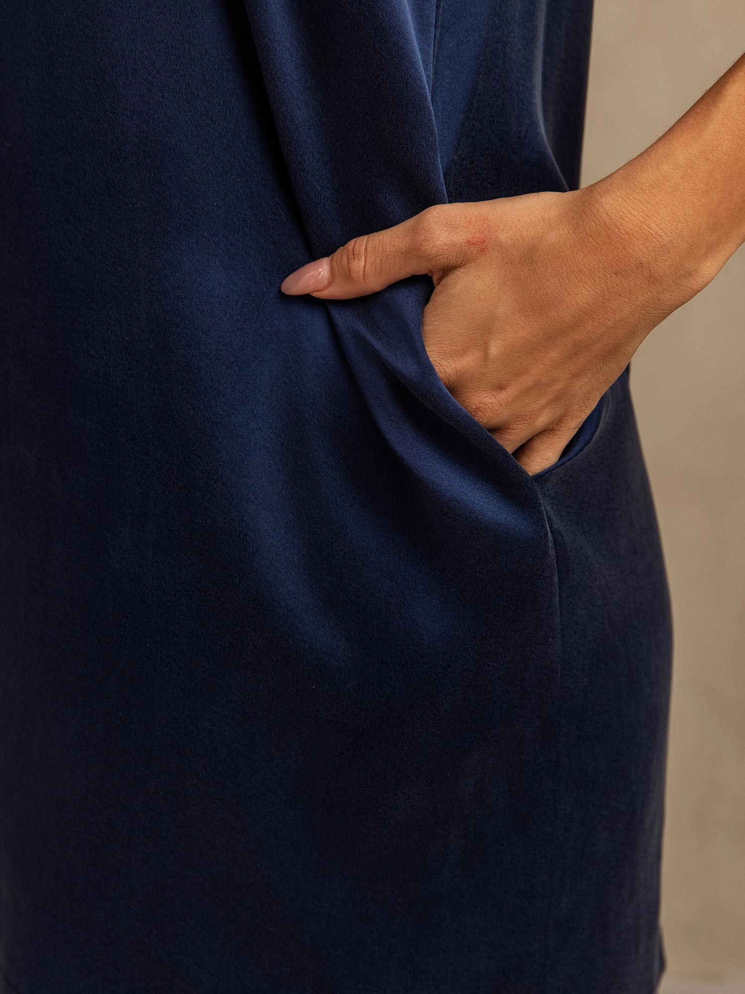 [Mørke blå] SilkSilky-NO 19Momme Silke Nightgown 005