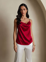 [Vin] SilkSilky-NO Spaghetti Strap Cowl Neck Camisole Topp 006