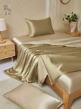 [Beige+Kaki] SilkSilky-NO 22Momme Bedding Set 001,