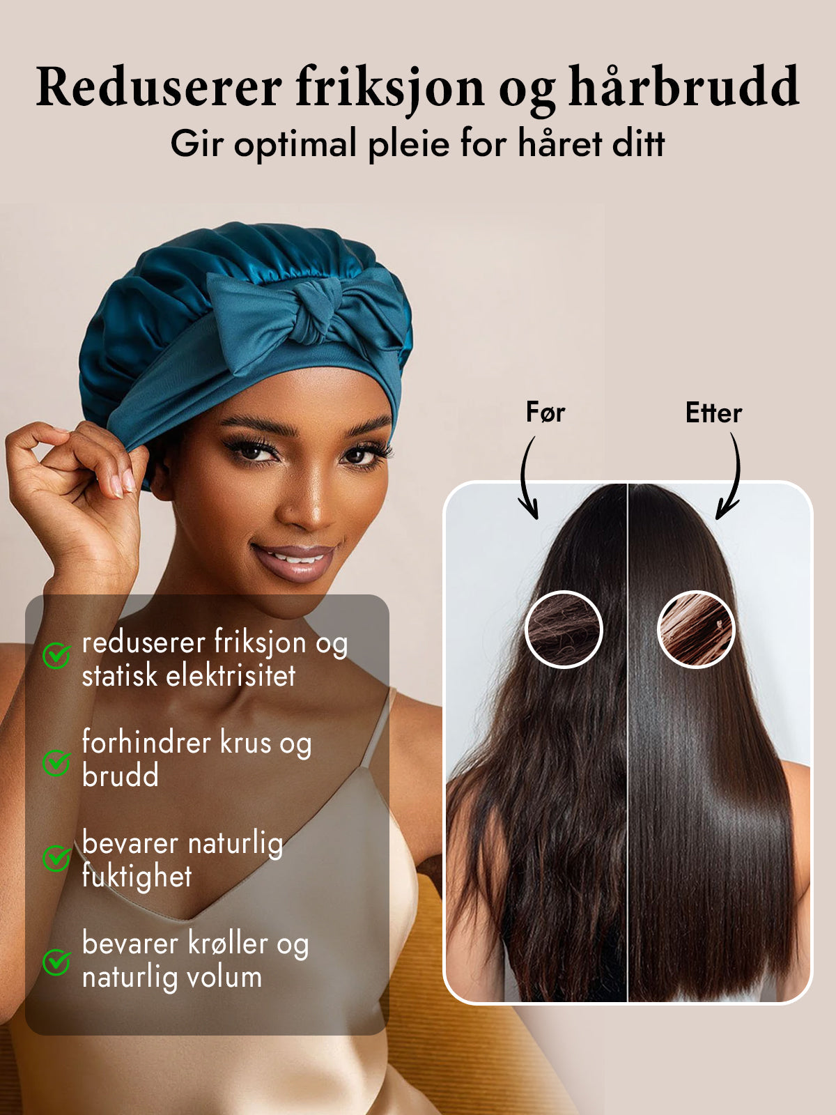 [Blågrønn] SilkSilky-NO Silke Sleep Cap 003