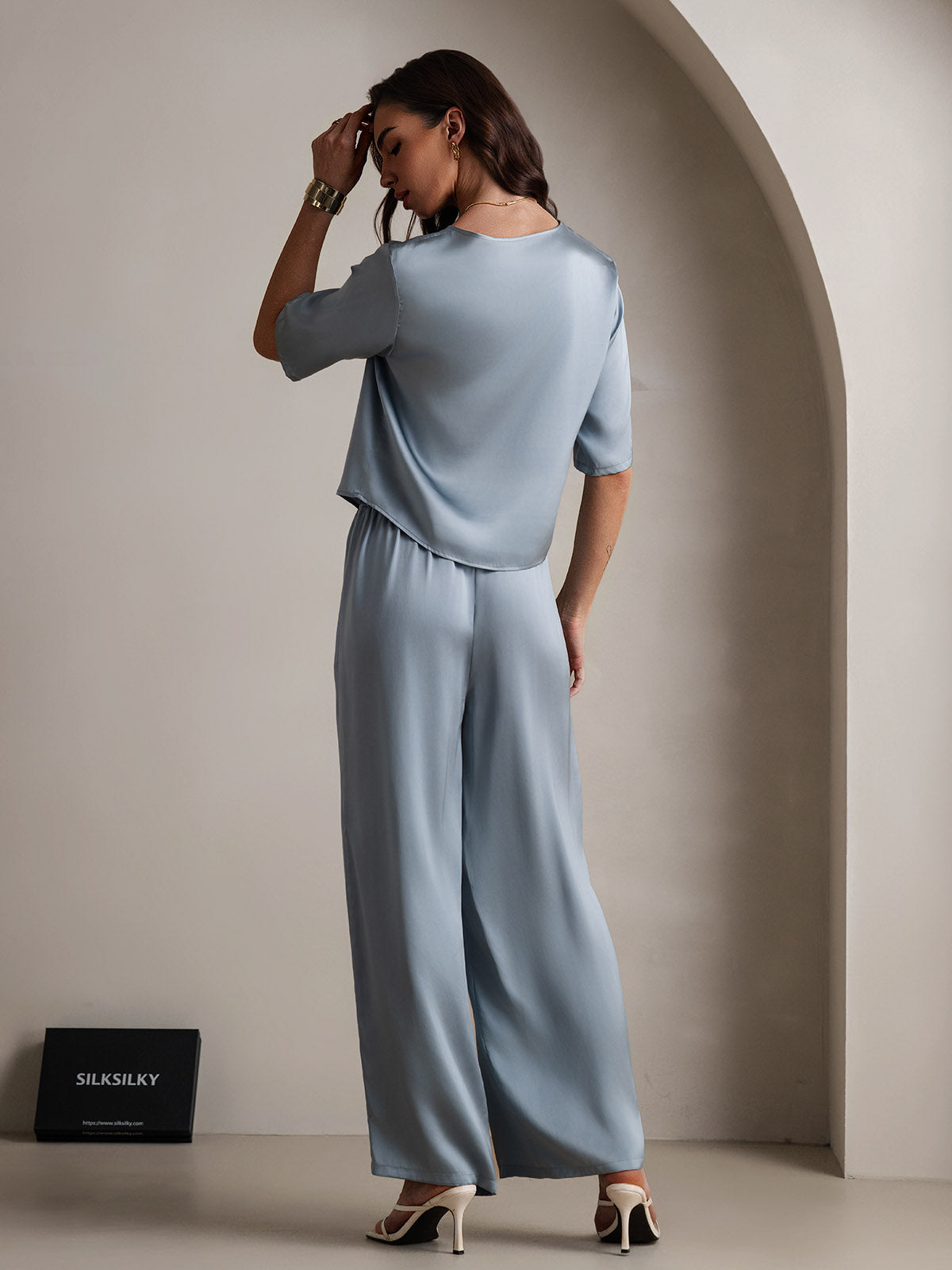 [Gråblå] SilkSilky-NO Womens Pajamas 002