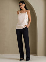 [Beige] SilkSilky-NO Spaghetti Strap Camisole Topp 005