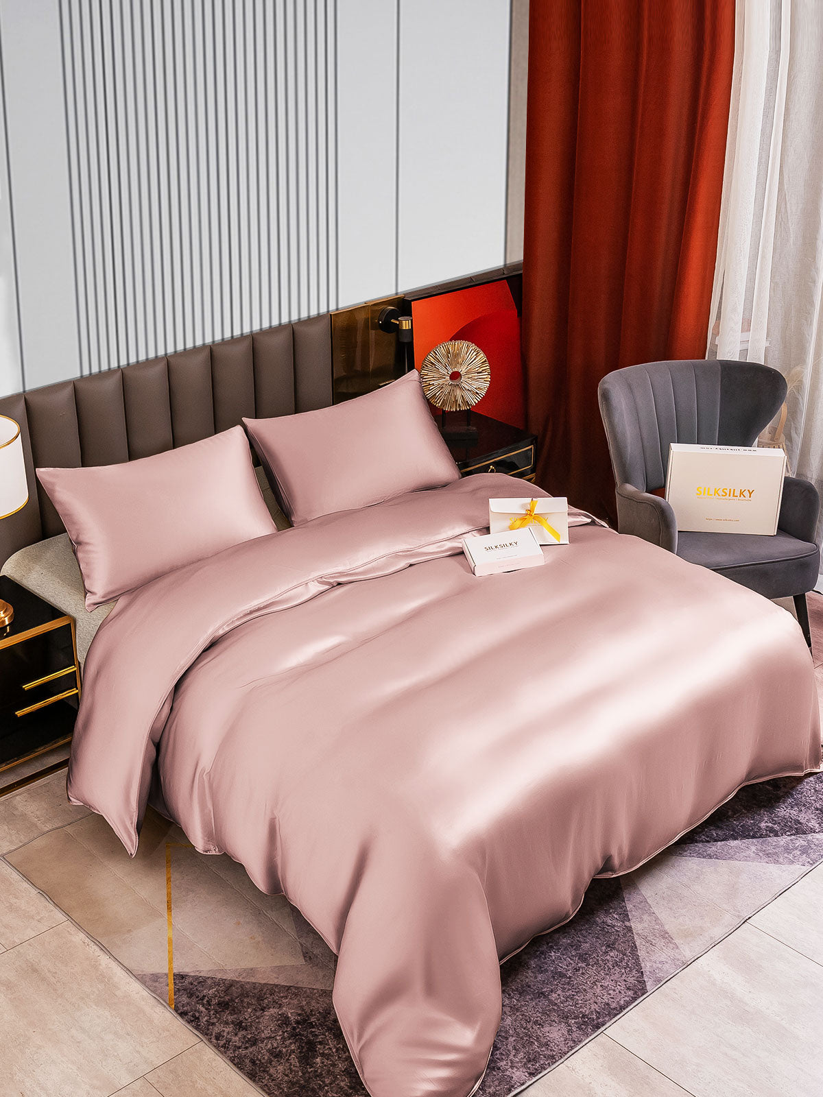 [Blek Mauve] SilkSilky-NO 22Momme Bedding Set 002