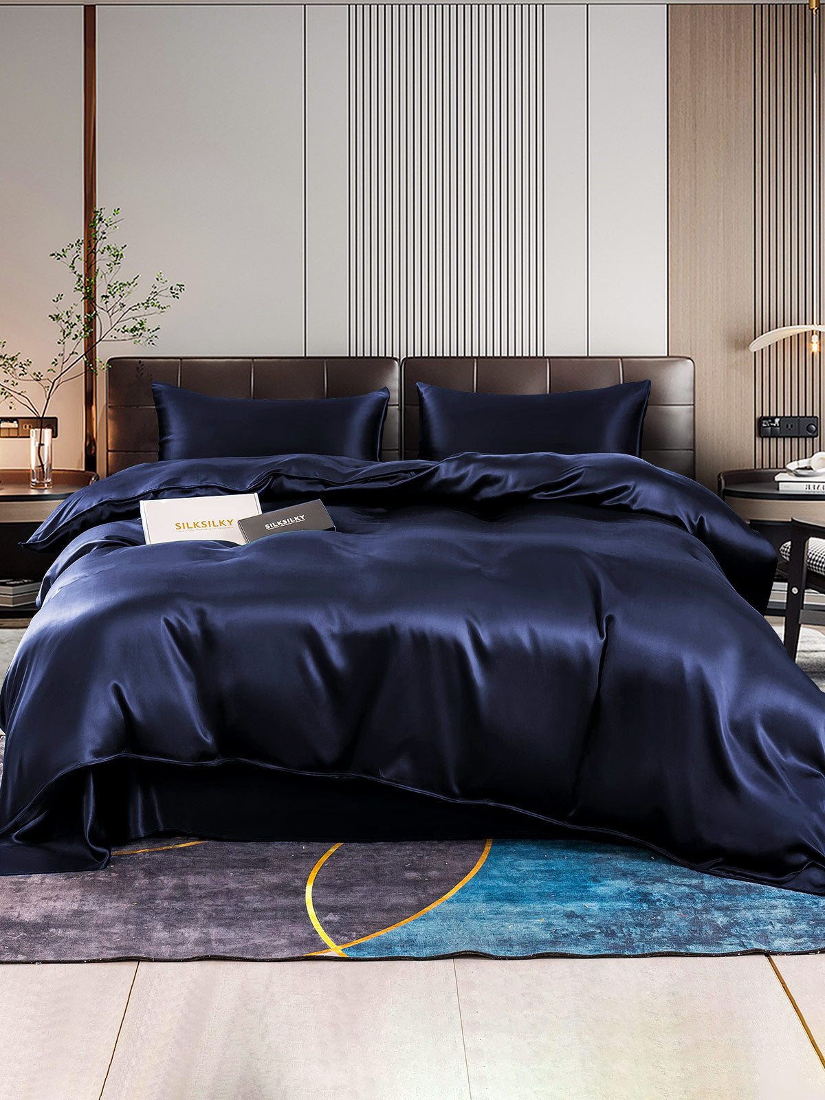 [Mørke blå] SilkSilky-NO 22Momme Bedding Set 001