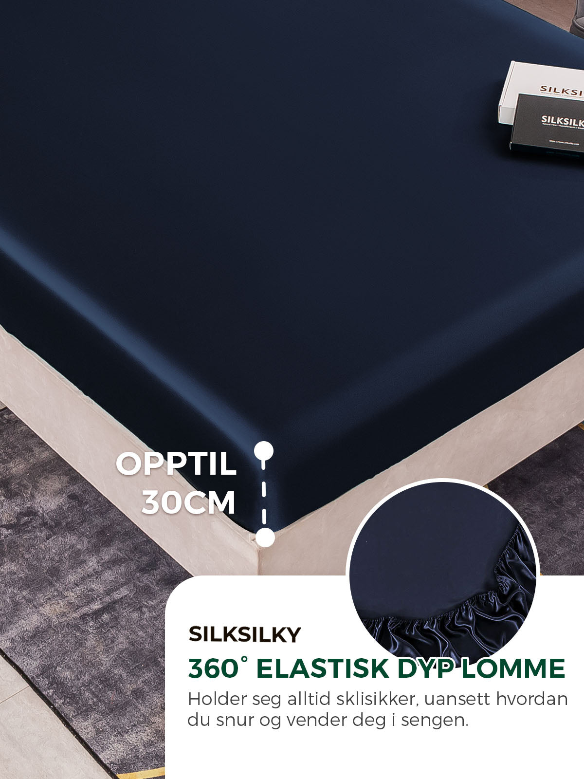 [Mørke blå] SilkSilky-NO 22Momme Bedding Set 004