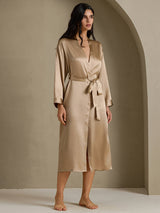 [Champagne] SilkSilky-NO Long Sleeve Morgenkåpe for Kvinner 006