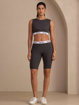 [Grå] SilkSilky-NO Sleeveless Crew Neck Women's Outfit Sets 001