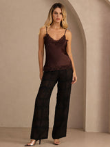 [Brun] SilkSilky-NO V Neck Camisole Topp 007