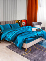 [Blågrønn] SilkSilky-NO 22Momme Bedding Set 005,